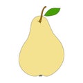 Yellow pear isolated on a white background. A doodle-style pear. Hand-drawn fruits Royalty Free Stock Photo