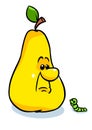 Yellow pear vitamins fruit worm illustration cartoon Royalty Free Stock Photo