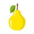 Yellow pear on white background. Isolated vector fruit in flat style Royalty Free Stock Photo
