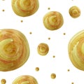 Yellow pearlescent stains watercolor seamless pattern