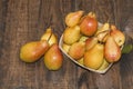 Yellow pears in a basket