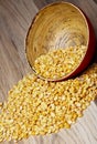 Yellow peas in wooden bowl Royalty Free Stock Photo
