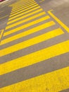 Yellow pedestrian crossing at the streets Royalty Free Stock Photo