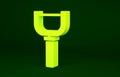 Yellow Peeler icon isolated on green background. Knife for cleaning of vegetables. Kitchen item, appliance. Minimalism