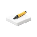 Yellow Pen on White Square Block: Ready to Write Royalty Free Stock Photo