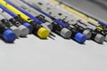 yellow pencil ,yellow and blue pencil with rubber,special pencil with rubber,close up view pencil Royalty Free Stock Photo