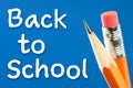 Pencil close up with Back to school text