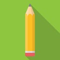 Yellow Pencil Flat Icon with Long Shadow Vector