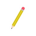 Yellow pencil sharpened with a red rubber vector icon isolated on white Royalty Free Stock Photo