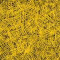 Yellow pencil strokes on black background - seamless abstract  pattern, yellow scribbles background , straw pattern Royalty Free Stock Photo
