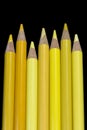 7 Yellow Pencils - Black Background Royalty Free Stock Photo