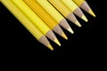 7 Yellow Pencils - Black Background Royalty Free Stock Photo