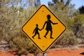 Yellow People Crossing sign in outback australia Royalty Free Stock Photo