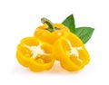 Yellow pepper full depth of field on white