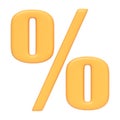 Yellow percentage symbol isolated on white background Royalty Free Stock Photo