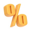 Yellow percentage symbol isolated on white background Royalty Free Stock Photo