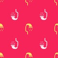 Yellow Pet shower icon isolated seamless pattern on red background. Vector