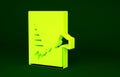 Yellow Petition icon isolated on green background. Minimalism concept. 3d illustration 3D render