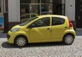 Yellow Peugeot 107 car in Ostrava