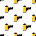 Yellow Photo Roll Film Seamless Pattern