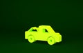 Yellow Pickup truck icon isolated on green background. Minimalism concept. 3d illustration 3D render