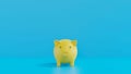 Yellow Piggy Bank with blue background. 3D rendering. savings money concept. Yellow Piggy Bank and saving idea. Blue background