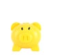 Yellow piggy bank isolated on white background, clipping path in Royalty Free Stock Photo