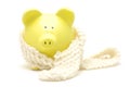 Yellow piggy bank with neckerchief Royalty Free Stock Photo