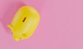 Yellow Piggy Bank on Pink background. 3D rendering. savings money concept. Yellow Piggy Bank and saving idea. Pink background