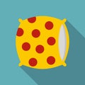 Yellow pillow with red dots icon, flat style Royalty Free Stock Photo