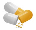 Yellow pills isolated on white background Royalty Free Stock Photo