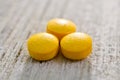 yellow pills of mulivitamin b complex. healthcare concept