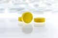 Yellow pills on white background Royalty Free Stock Photo