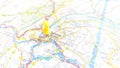 A yellow pin stuck in Geneva on a map of Switzerland