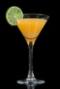 Yellow pineapple cocktail with lime in martini cocktails glass Royalty Free Stock Photo