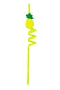 yellow pineapple drinking straw on white background Royalty Free Stock Photo