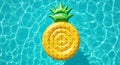 Yellow Pineapple Inflatable Pool Float in Blue Water Royalty Free Stock Photo