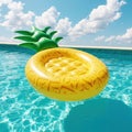 Yellow Pineapple Inflatable Pool Float on Sunny Day Royalty Free Stock Photo
