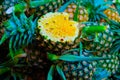 Yellow pineapple in the market Royalty Free Stock Photo