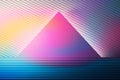 Yellow pink blue illustration with pyramid trinagle geometric shape