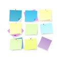 Yellow pink and blue sticky note papers