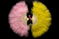Yellow and pink Chinese folding fan Royalty Free Stock Photo