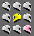 pink helmet pattern among white helmets Royalty Free Stock Photo