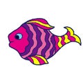 Yellow pink lilac fish on a white background