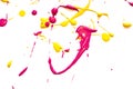 Yellow and Pink Paint Splats and Abstract Background Decoration