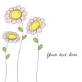 Yellow and pink pastel color flowers doodle space for your Royalty Free Stock Photo