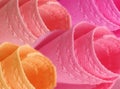 Yellow and pink polypropylene fabric roll