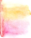 Yellow and pink transparent watercolor splashes abstract background