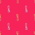 Yellow Pipe adjustable wrench icon isolated seamless pattern on red background. Vector