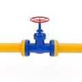 Yellow Pipeline With Red Valve